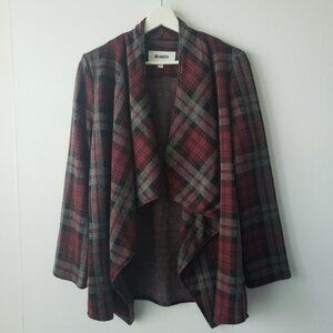 BB Dakota Mel Plaid Drape Collar Jacket size M